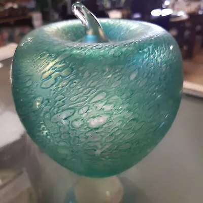 Buy Vintage Green/ Blue Heron Art Glass Large Apple Ornament • 15£