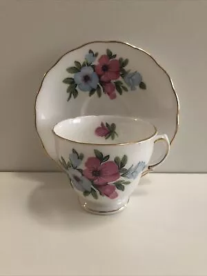 Buy Royal Vale Fine Bone China Tea Cup/Saucer Made In England Pink Floral Gold Trim • 34.48£