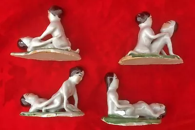 Buy *4 RARE Miniature  ANTIQUE Erotica Chinese Nude Couples Porcelain • 120£