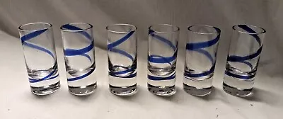 Buy Pier1 Swirline Cobalt Blue Swirl 6 Shot Glasses Or Cordial Glasses • 27.18£