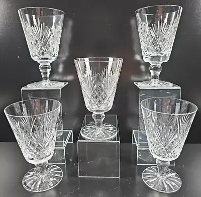 Buy (5) Royal Doulton Juno Water Goblets Set Vintage Crystal Clear Cut Stemware Lot • 202.11£