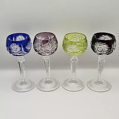 Buy Set Of 4 Czech 'Bohemia' Cut Crystal Liqueur Glasses - Multi Colours • 100£