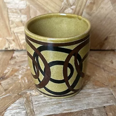 Buy Vintage 1960s Brixham Studio Pottery Yellow & Brown Cup Beaker Pot 6.5cm • 4.99£