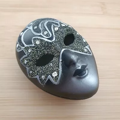 Buy Masquerade Mask Trinket Box Venetian Style Ceramic Black, Silver & Gold Sparkly • 9.99£