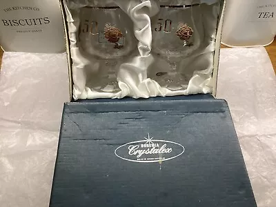 Buy Vintage Bohemian Crystal Glass 50th Anniversary Glasses Brandy • 10.50£