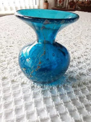 Buy Mdina Glass (?) Small Sea And Sand Unsigned Blue Vase • 8.95£