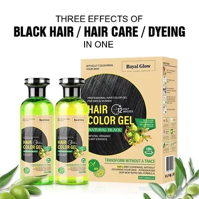 Buy Royal Glow Natural Black Hair Colour Gel For Men And Women 2 X 250ml • 19.99£