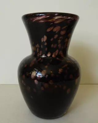 Buy Vintage Stuart Strathearn Glass Vase With Copper Aventurine Labelled #2 • 18£