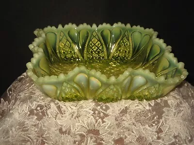 Buy Victorian George Davidson Pearline Uranium Glass Square Bowl/Dish • 30£