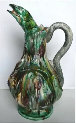 Buy Pretty/Old Palissy Ware Majolica Jug With Snake Handle & Lizard Spout,RARE 13.5  • 1,113.66£