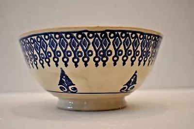Buy Antique Scottish Irish Spongeware Pottery Bowl Single Band And Leaf Decoration 2 • 92.70£