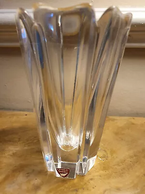 Buy Orrefors Sweden Vintage Heavy Lead Crystal Vase Corona Signed • 20£