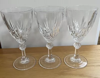 Buy Set Of Three Fine Quality Cut Glass Crystal Wine Glasses 16cm • 15.99£