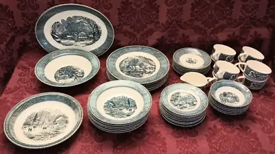 Buy Royal (USA) Currier & Ives Ironware Dinnerware Set For 6+ (46 Pcs) - Very Nice! • 233.39£