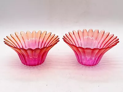 Buy Vintage Murano Glass Pair Of Tea Light Candle Holders Rainbow Red / Purples • 28.99£