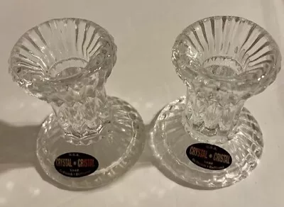 Buy Set Of 2 Vintage Lead Crystal Glass Candle Holders For Candlesticks 3 Tall • 7.24£