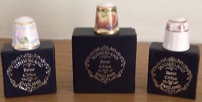 Buy 3 Lovely Quality Vintage Bone China Sutherland Boxed Thimbles In Fab Condition. • 4£