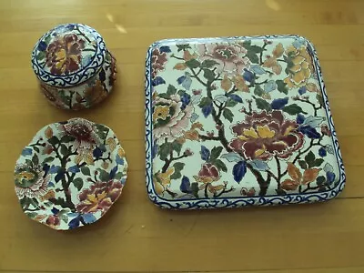 Buy Gien Pottery France Square Trivet French Porcelain Antique +Lidded Bowl & Dish • 214.23£