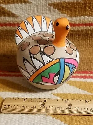 Buy RARE NATIVE AMERICAN POSTER PAINT POTTERY TURKEY W AMAZING COLORS SIGND DOLORES • 121.14£