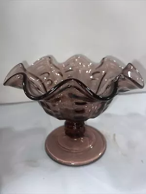 Buy Antique  Dugan Glass Purple Amethyst Ruffled Compote Dish Coin Dot- 4.5” T-D • 14.86£