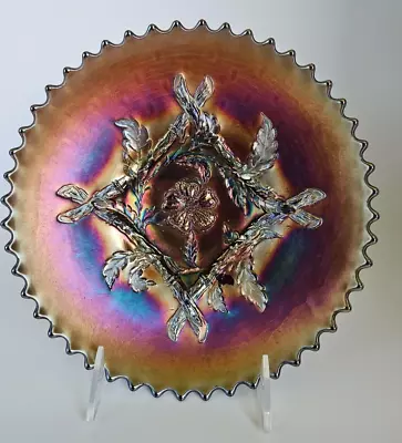 Buy Antique Dugan Purple Amethyst Carnival Glass  Apple Blossom Twigs  Plate 8.75” • 54.94£