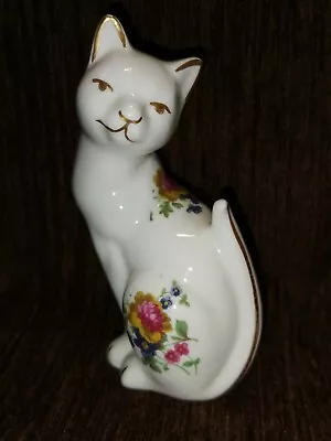 Buy Pretty Vintage English Fine Bone China Floral Cat Ornament Retro Elegant • 12£