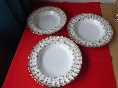 Buy 3 X Spode England ~ Gold Fleur De Lys ~ Y8063-c ~ Bone China Rimmed Soup Bowls • 80£