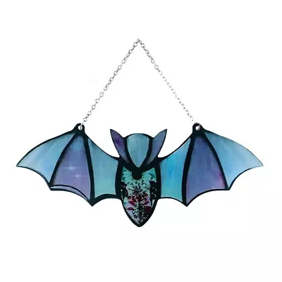 Buy Halloween Bat Stained Glass Suncatcher Window Hanging Acrylic Wall Art Decors./ • 9.76£