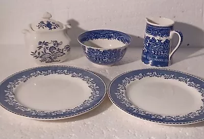 Buy Job Lot Of Wedgwood Blue & White Rydal Plates~blue Onion Bowl~milk Jug & Sugar B • 4.99£