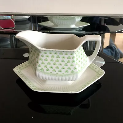 Buy Adams English Ironstone Gravy Boat And Incorporated Stand Green Shamrock Design • 16.50£