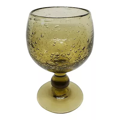 Buy RARE MCM Set Of 2 HANDBLOWN LaVerrerie De Biot Olive Green Bubbly Wine Goblets • 70.02£