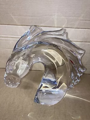 Buy DAUM Art Glass HORSE HEAD Crystal  Tete De Cheval  Sculpture France Figurine • 232.98£