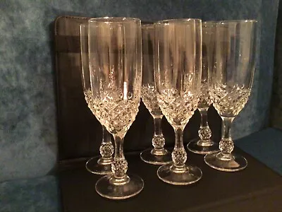 Buy Vintage Champagne Flute Cut Crystal Glasses X 6.  Luminarc France. Faceted Bulb  • 23£