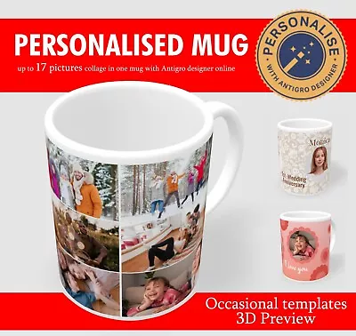 Buy Personalised Mug Birthday Gift Coffee Cup Photo Collage Online Creator 3D Previe • 7.99£