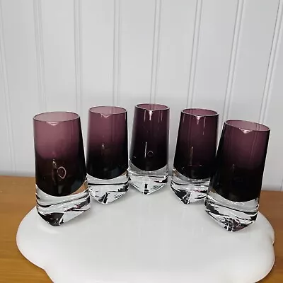 Buy 5 Vintage Scandinavian Purple Plum Amethyst Sommerso Art Glass Shot Glasses NICE • 93.17£