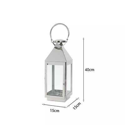 Buy Garden Floor Metal Candle Holder Outdoor Hanging Lanterns Hurricane W/Glass Door • 20.99£