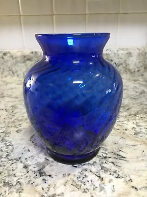 Buy Indiana Glass Cobalt Blue Vase Optic Swirl 6.25” Tall • 14.91£