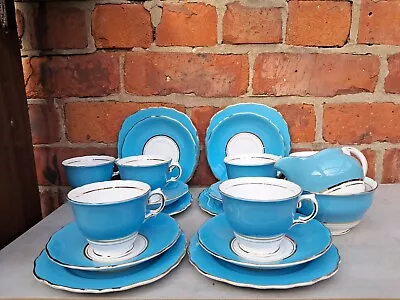 Buy Colclough Blue Harlequin 20 Pce Tea Set • 30£