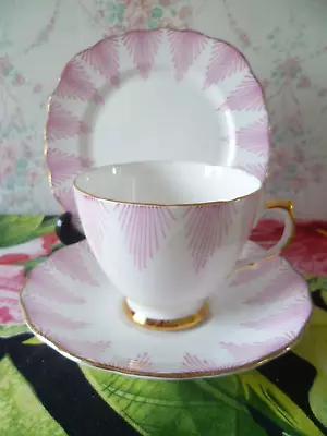 Buy Vintage Royal Vale English  China Trio Tea Cup Saucer Plate Pink 9654 Retro • 7£