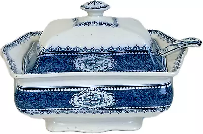 Buy Vintage Coronaware Hancock Laurel Large Soup Tureen Blue And White With Ladel • 21.94£