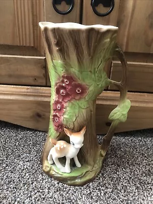 Buy Vintage Withernsea Eastgate Deer Fauna Pottery Vase 9” Tall Tree Design • 11.99£