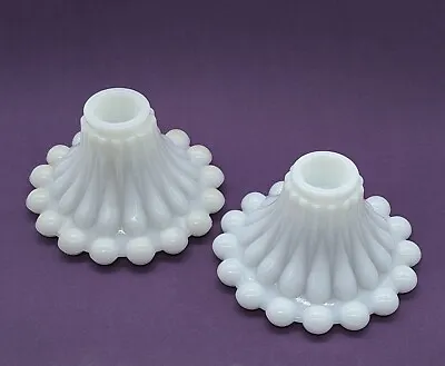 Buy Two (2) Vintage Milk Glass Candle Holders Boopie/Bubble Rim Around Base Teardrop • 15.83£