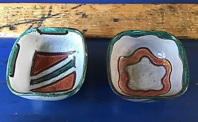 Buy VALLAURIS French Art Pottery Signed Small BOWLS Pair Green & Orange • 34.99£