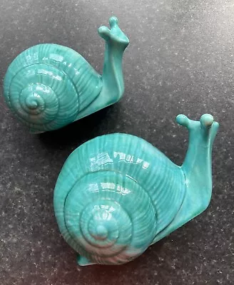 Buy Anglia Pottery Turquoise Blue Glazed Snails Small #200 Medium #199 (Damaged) • 25£