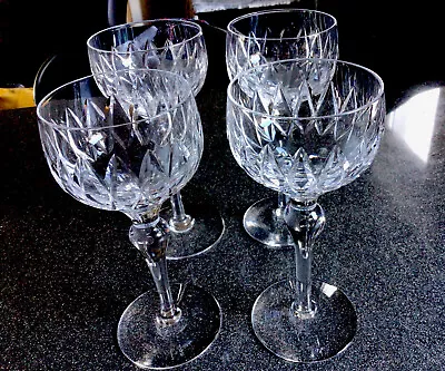 Buy 4 X Stuart Crystal  Cut Pattern Large Hock Wine Signed Glasses Handblown • 25£
