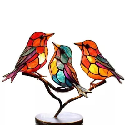 Buy Stained Glass Ornaments Bird Table Decor Bedroom Living Room Kitchen Desk • 11.44£