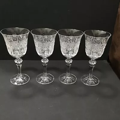 Buy Bohemian Czech Clear Crystal Wine Glass Hand Cut Queen Lace Set Of 4 • 93.18£