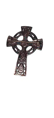 Buy Vintage Soloor Celtic Cross Pin Brooch Gold Tone & Multi-colored Glass Stones • 23.30£