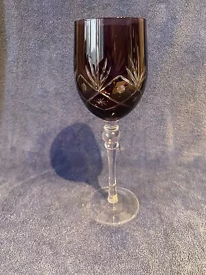 Buy Vintage Cut-to-clear Amethyst Wine Glass Bohemian Style Used. VGC (1) • 18£