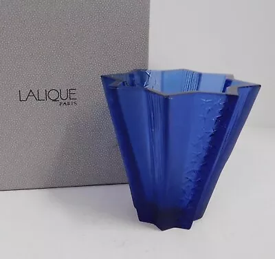 Buy LALIQUE STELLA  Sapphires ART GLASS Vase Frosted • 232.97£